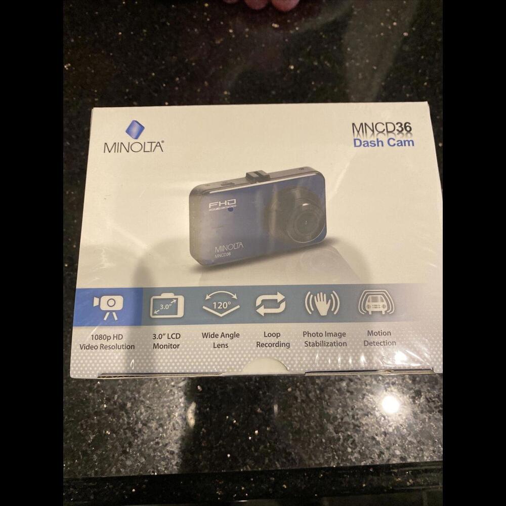 🌼Minolta 1080p HD Dash Cam w/ 3" LCD Screen  16GB Memory Card, Black #MNCD36-BK